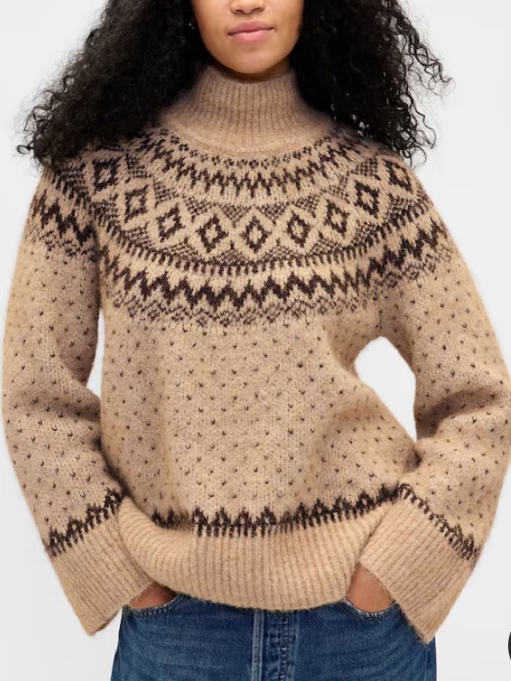 GAP Fuzzy Oversized Turtleneck Cream Cozy Knit Sweater NEW